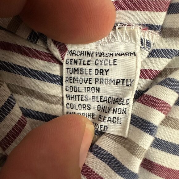 Van Heusen Mens Editions Striped Button-Down Dress Shirt Size 16 1/2 Size L - Picture 7 of 7